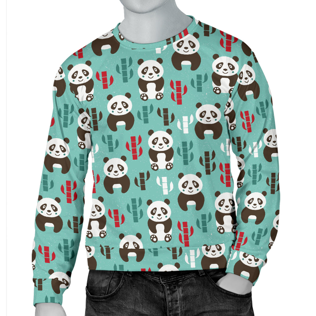 Panda Bear Cute Themed Print Men Long Sleeve Sweatshirt