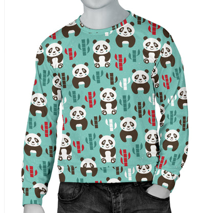 Panda Bear Cute Themed Print Men Long Sleeve Sweatshirt