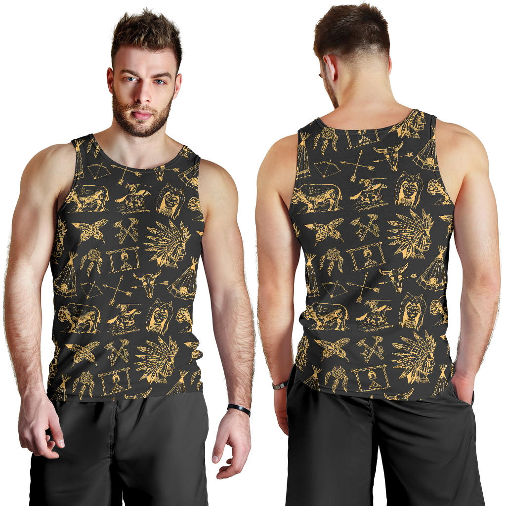 American indian Gold Style Men Tank Top