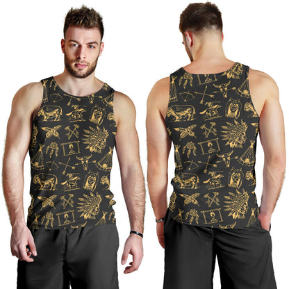 American indian Gold Style Men Tank Top