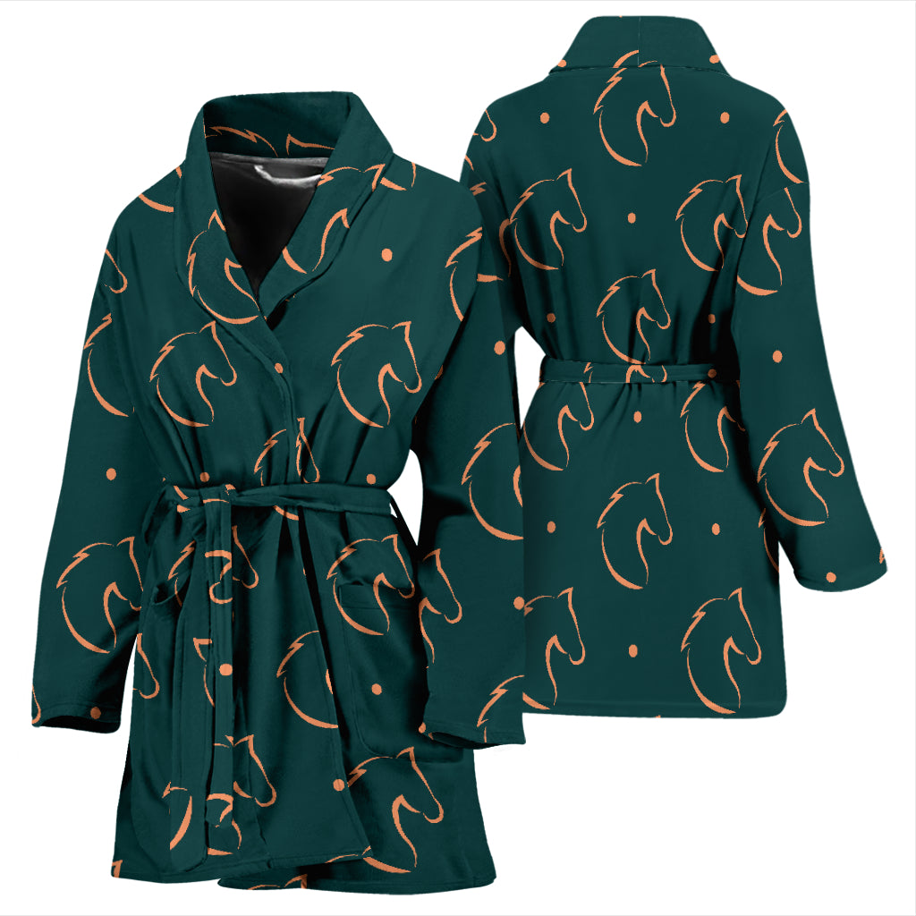 Horse Head Print Design LKS302 Women Bathrobe