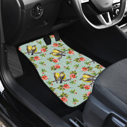 Bird with Red Flower Print Pattern Car Floor Mats Front Back