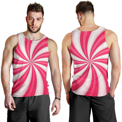 Vortex Twist Swirl Candy Print Men Tank Top