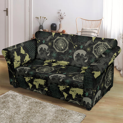 World Map Print Design LKS303 Loveseat Couch Slipcover