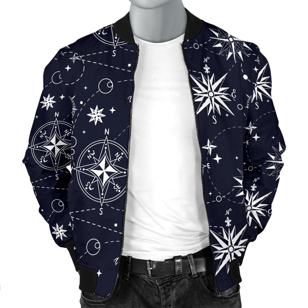 Nautical Sky Design Themed Print Men Bomber Jacket