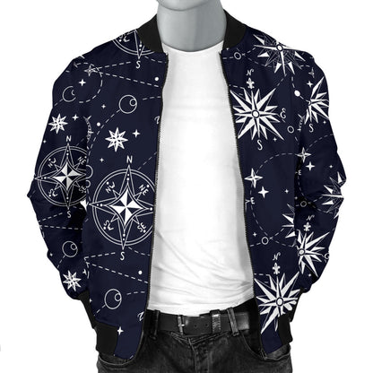 Nautical Sky Design Themed Print Men Bomber Jacket
