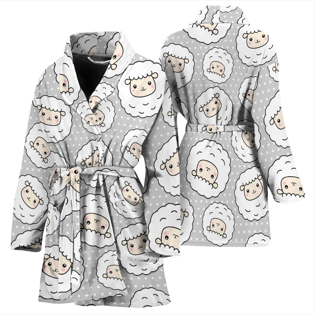 Sheep Print Design LKS401 Women Bathrobe