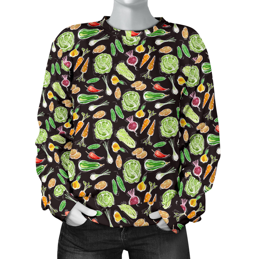 Vegan Draw Themed Design Print Women Long Sleeve Sweatshirt