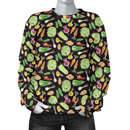 Vegan Draw Themed Design Print Women Long Sleeve Sweatshirt