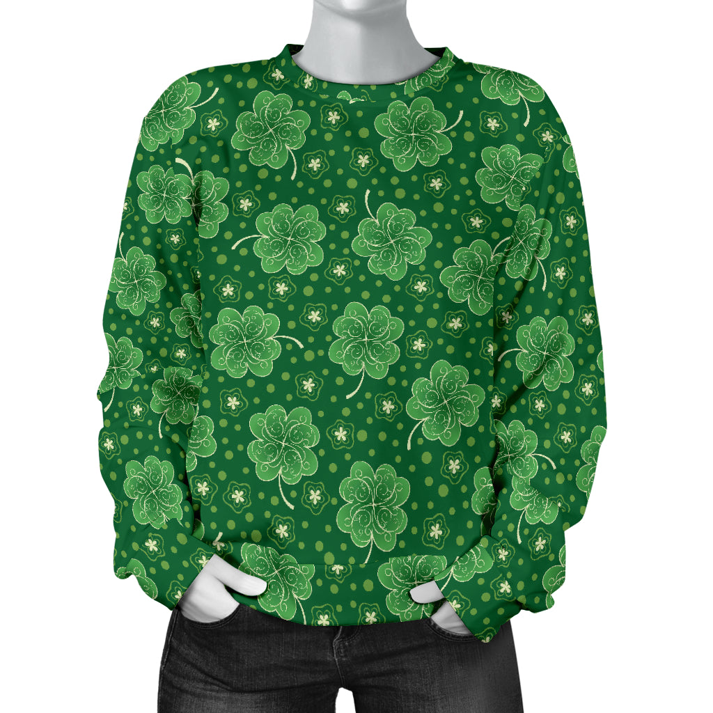 Shamrock Design Print Women Long Sleeve Sweatshirt