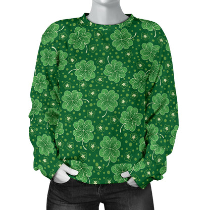 Shamrock Design Print Women Long Sleeve Sweatshirt