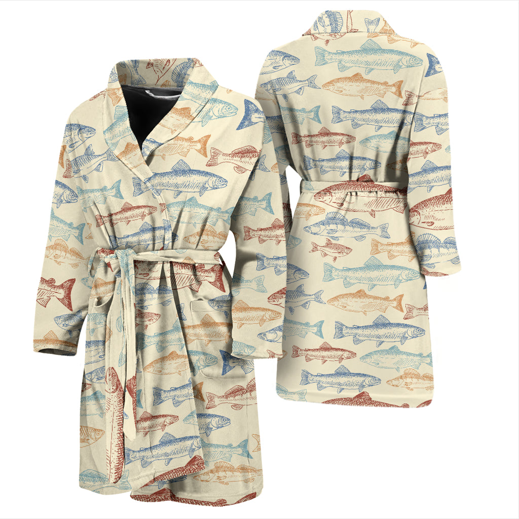Salmon Fish Print Design LKS302 Men Bathrobe