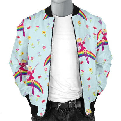 Fairy with Rainbow Print Pattern Men Bomber Jacket