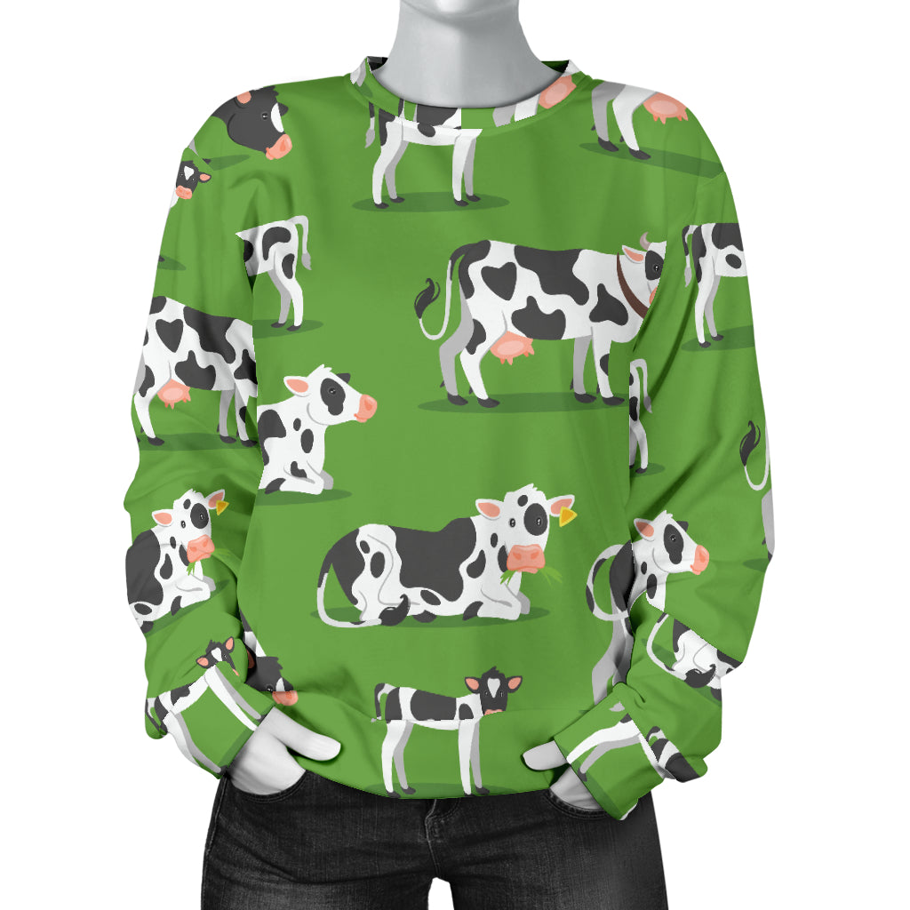Cow Happy Print Pattern Women Long Sleeve Sweatshirt