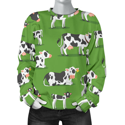 Cow Happy Print Pattern Women Long Sleeve Sweatshirt