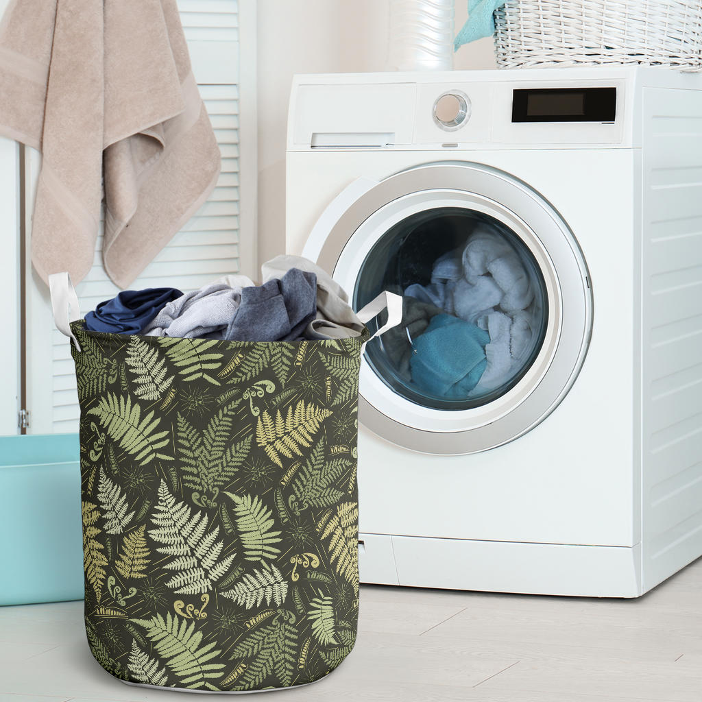 Fern Leave Green Print Pattern Laundry Basket