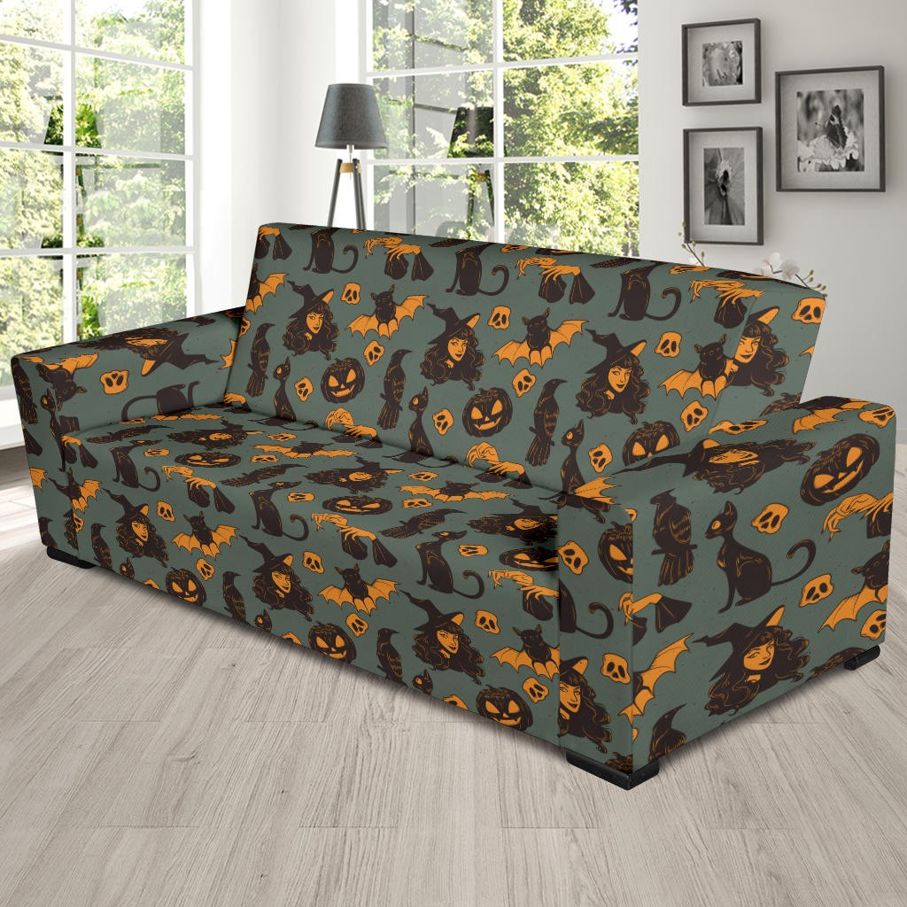 Witch Bat Halloween Print Design LKS305 Sofa Slipcover
