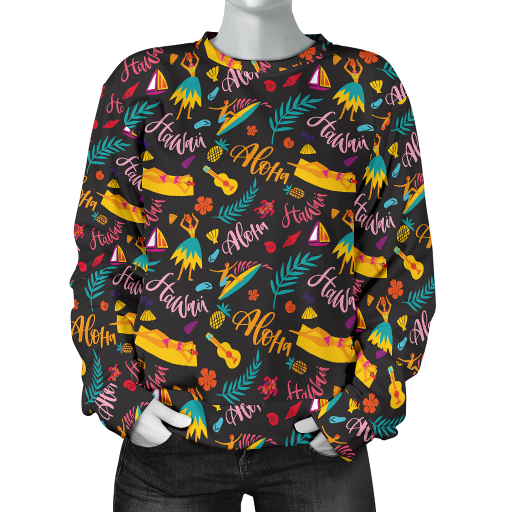 Aloha Hawaii Summer Design Themed Print Women Long Sleeve Sweatshirt