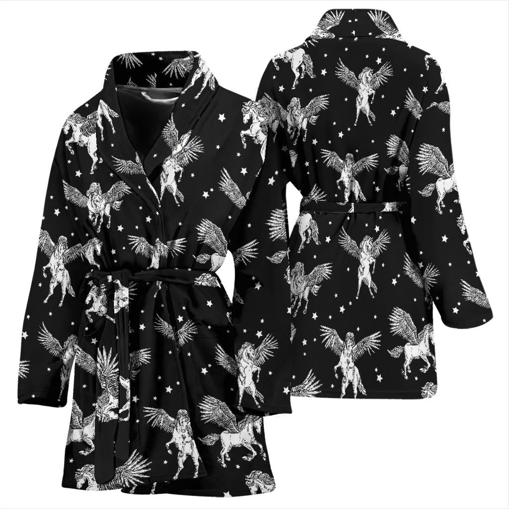 Pegasus Pattern Print Design 01 Women Bathrobe