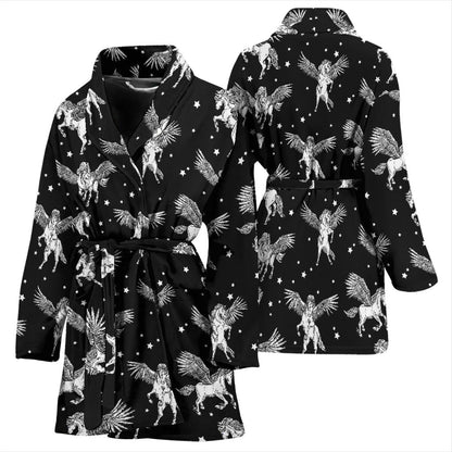 Pegasus Pattern Print Design 01 Women Bathrobe