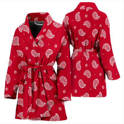 Bandana Red Paisley Print Design LKS305 Women Bathrobe