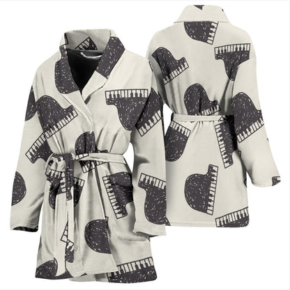 Piano Pattern Print Design 04 Women Bathrobe
