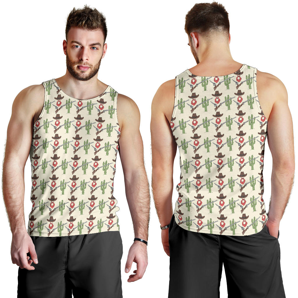 Western Cowboy Print Men Tank Top