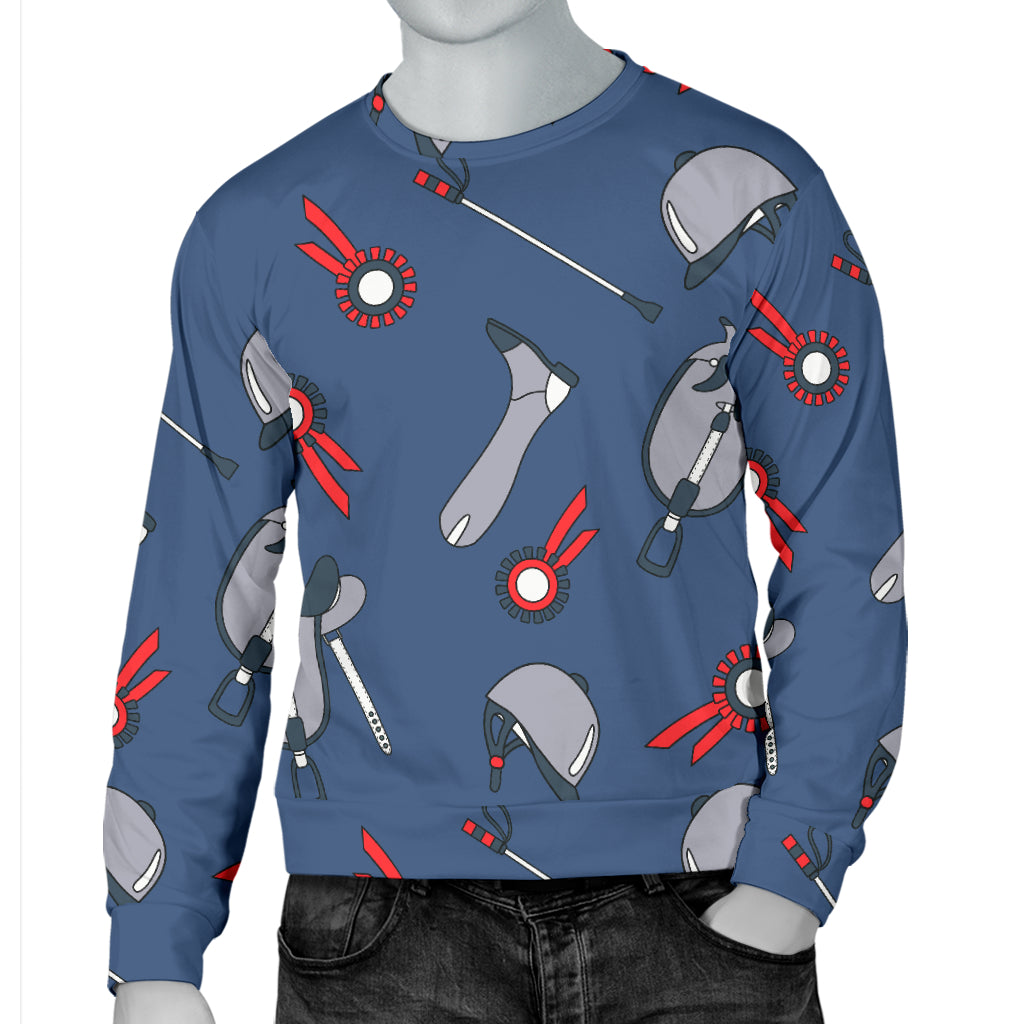 Equestrian Equipment Background Men Long Sleeve Sweatshirt