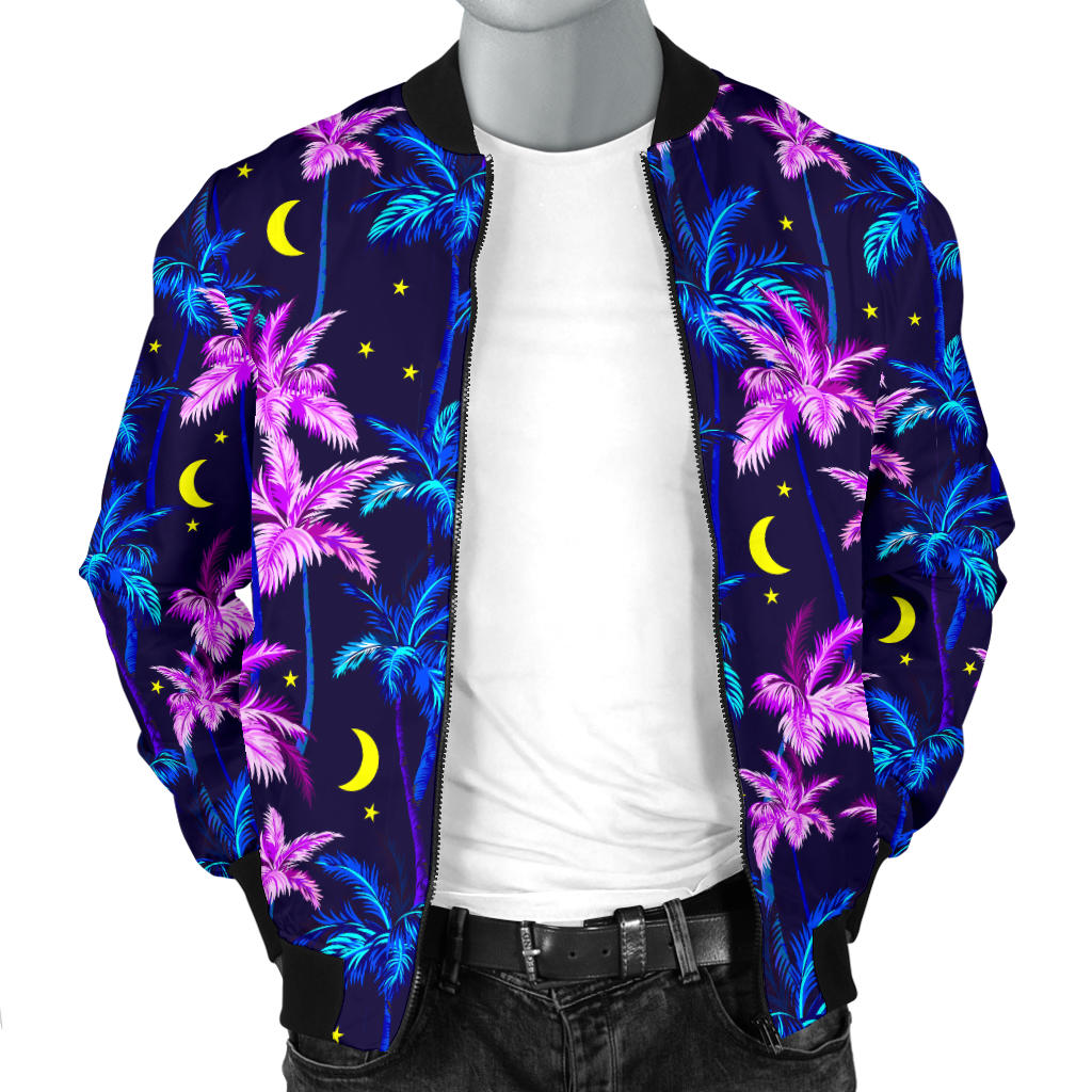 Palm Tree Night Scene Design Print Men Bomber Jacket