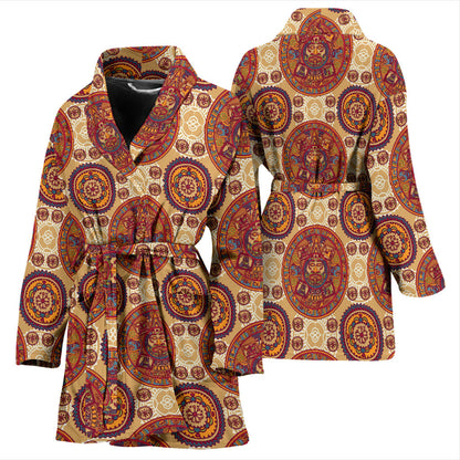 Calendar Aztec Pattern Print Design 01 Women Bathrobe