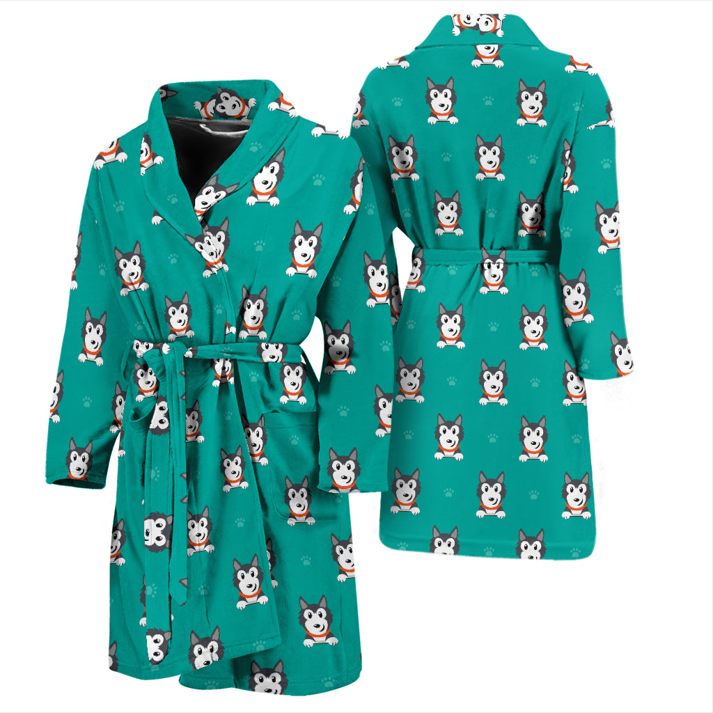 Siberian Huskies Print Design LKS304 Men Bathrobe