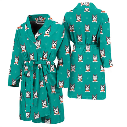 Siberian Huskies Print Design LKS304 Men Bathrobe