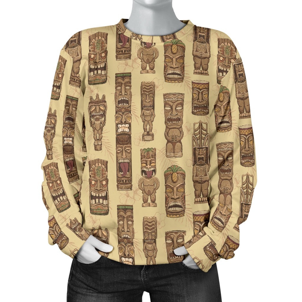 Totem Tiki Style Themed Design Women Long Sleeve Sweatshirt