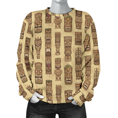 Totem Tiki Style Themed Design Women Long Sleeve Sweatshirt