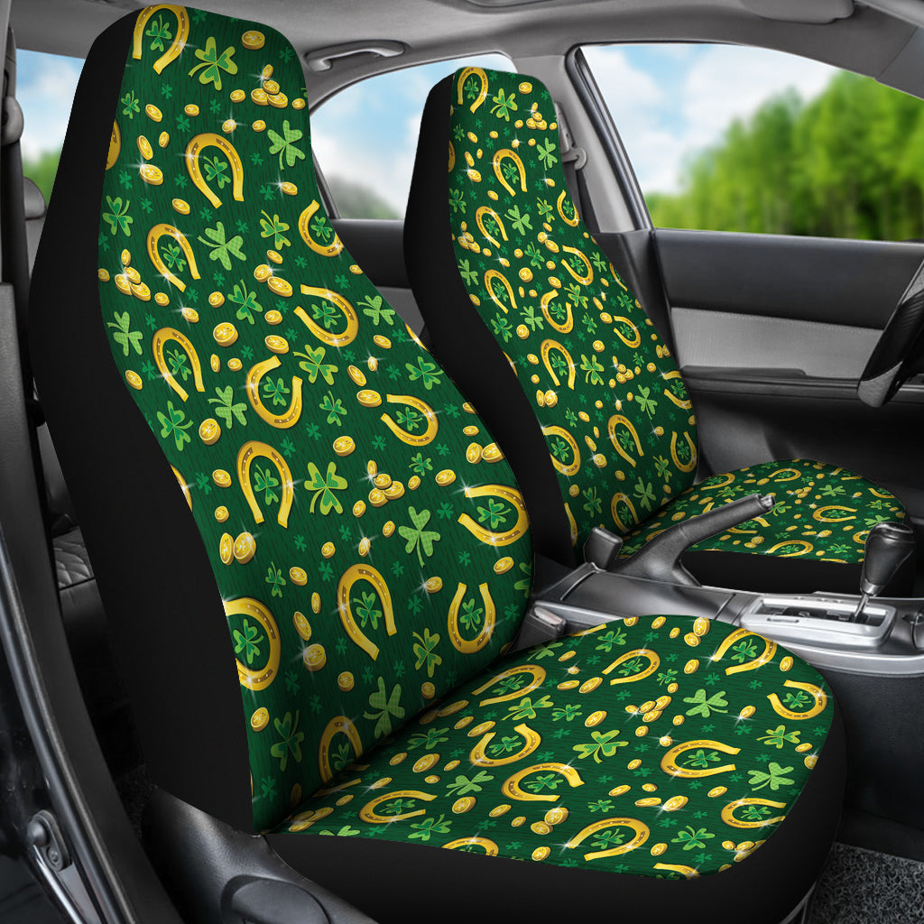 Shamrock Horse Shoes Saint Patrick's Day Print Design LKS307 Car Seat Covers