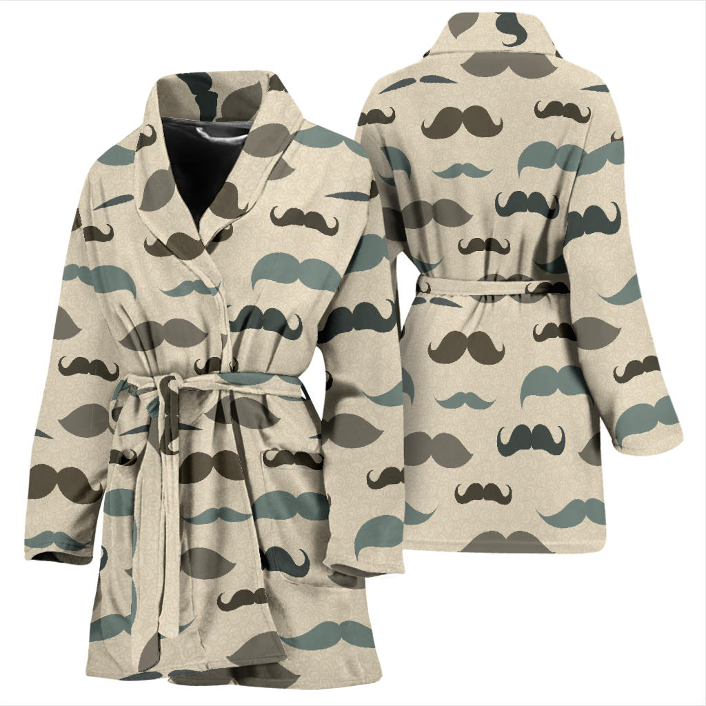 Mustache Pattern Print Design A01 Women Bathrobe