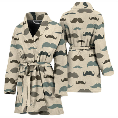 Mustache Pattern Print Design A01 Women Bathrobe