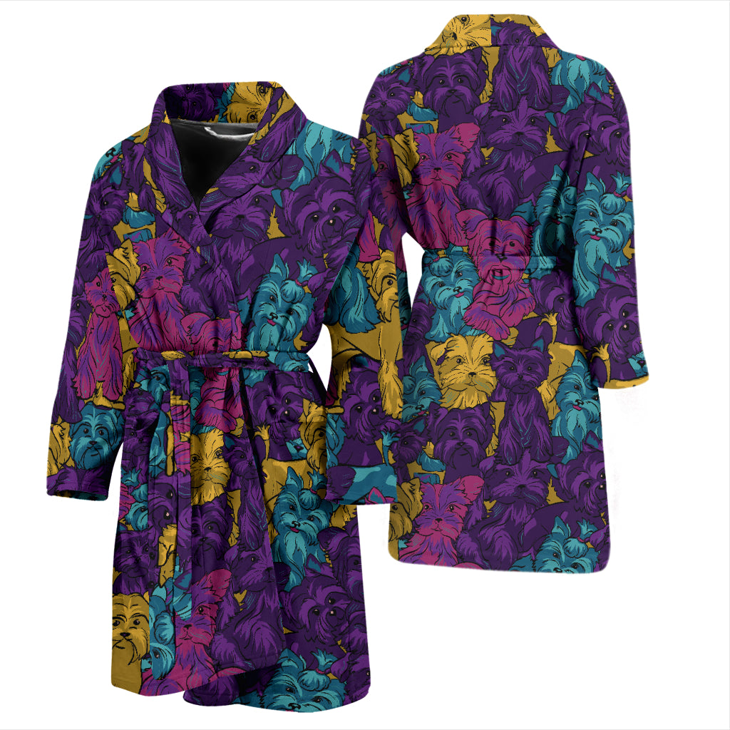 Yorkshire Terriers Print Design LKS3010 Men Bathrobe