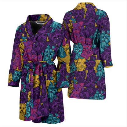 Yorkshire Terriers Print Design LKS3010 Men Bathrobe