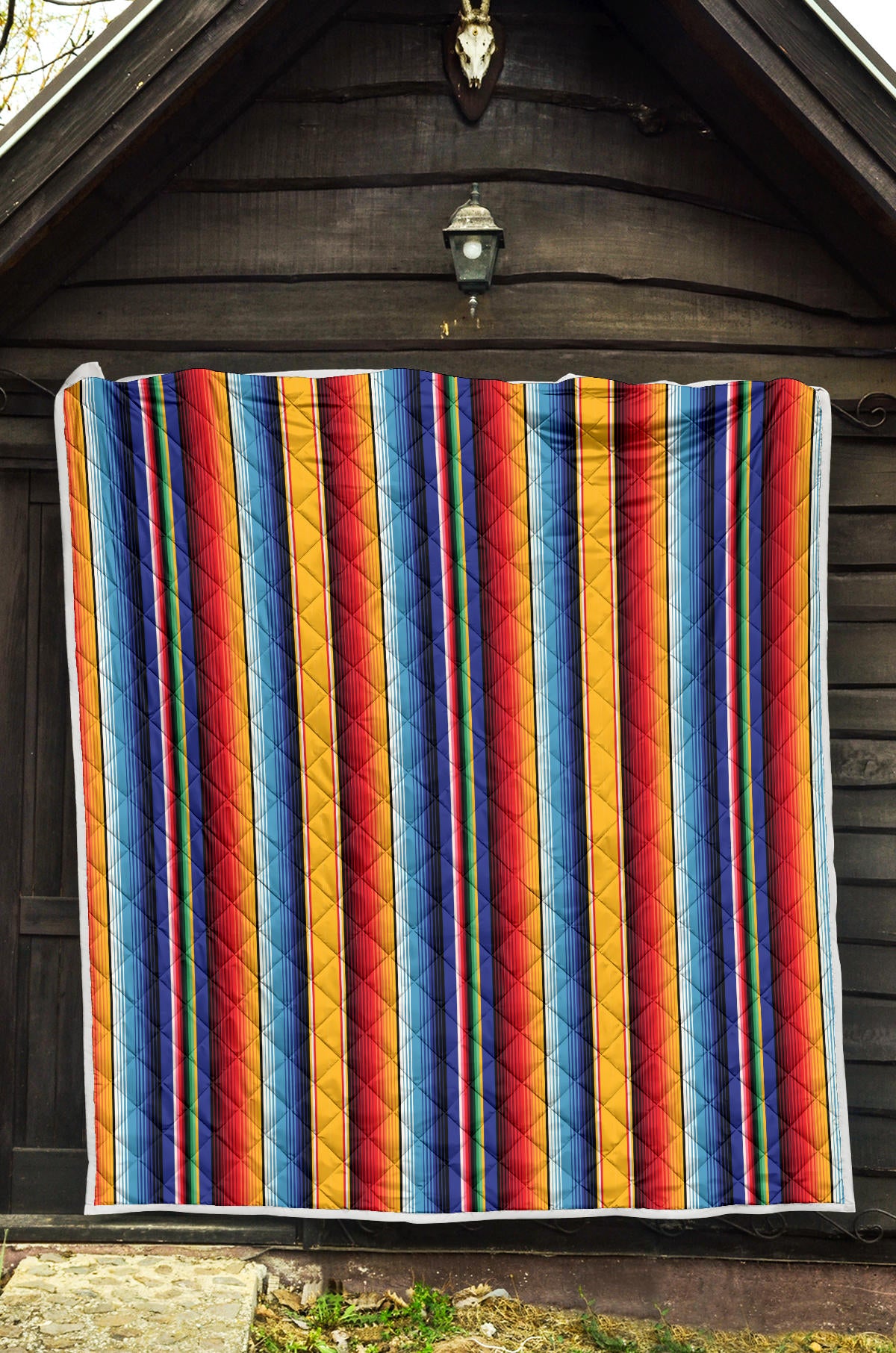 Mexican Blanket Stripe Print Pattern Quilt Bedspread