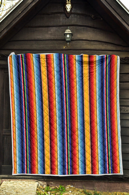 Mexican Blanket Stripe Print Pattern Quilt Bedspread