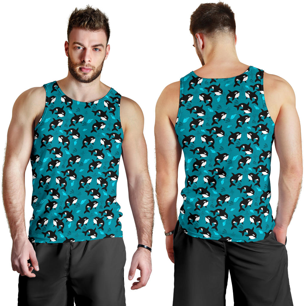 Whale Sea Design Themed Print Men Tank Top