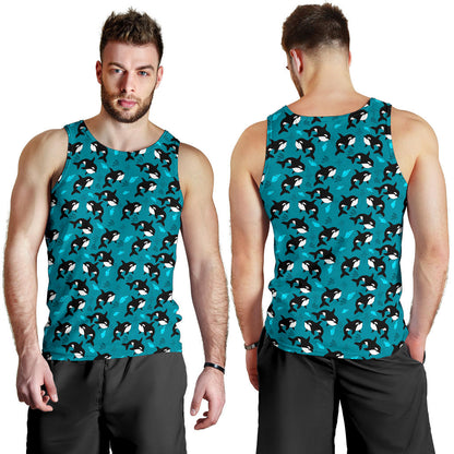 Whale Sea Design Themed Print Men Tank Top
