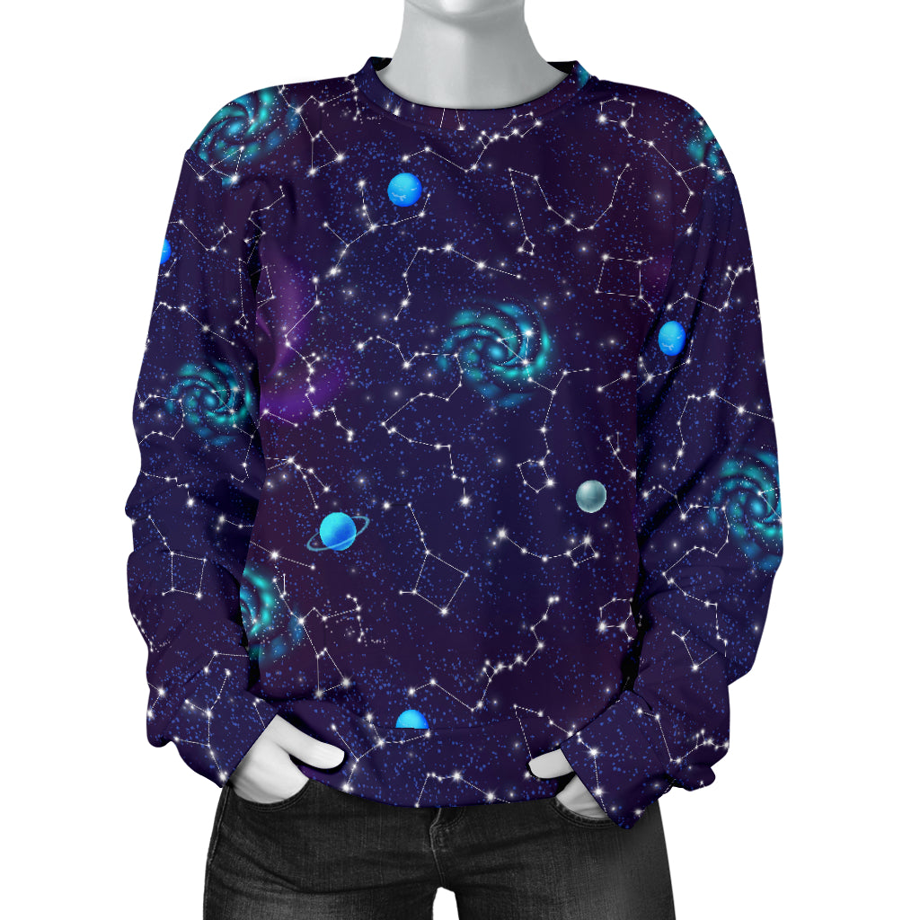 Zodiac Galaxy Design Print Women Long Sleeve Sweatshirt