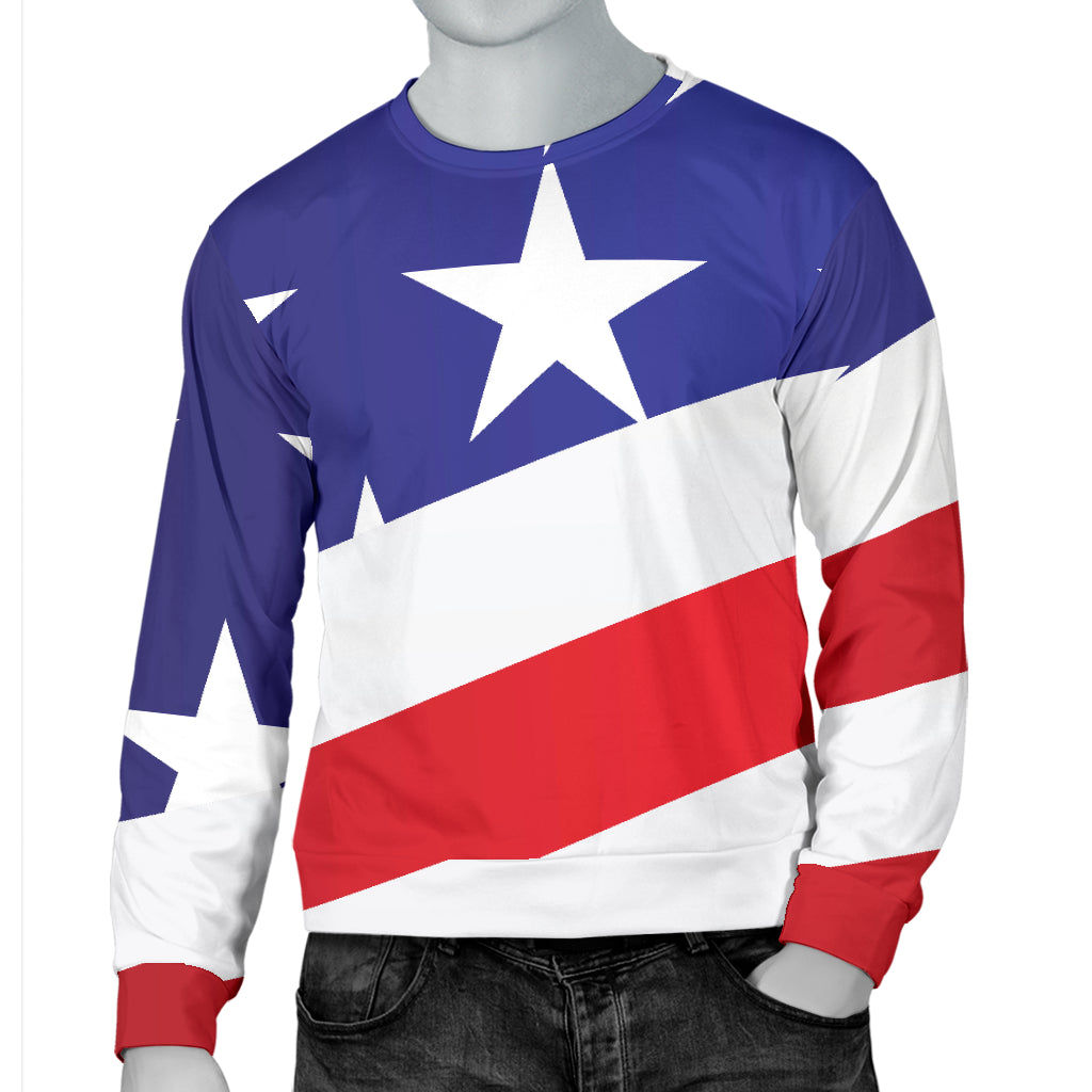 American flag Print Men Long Sleeve Sweatshirt