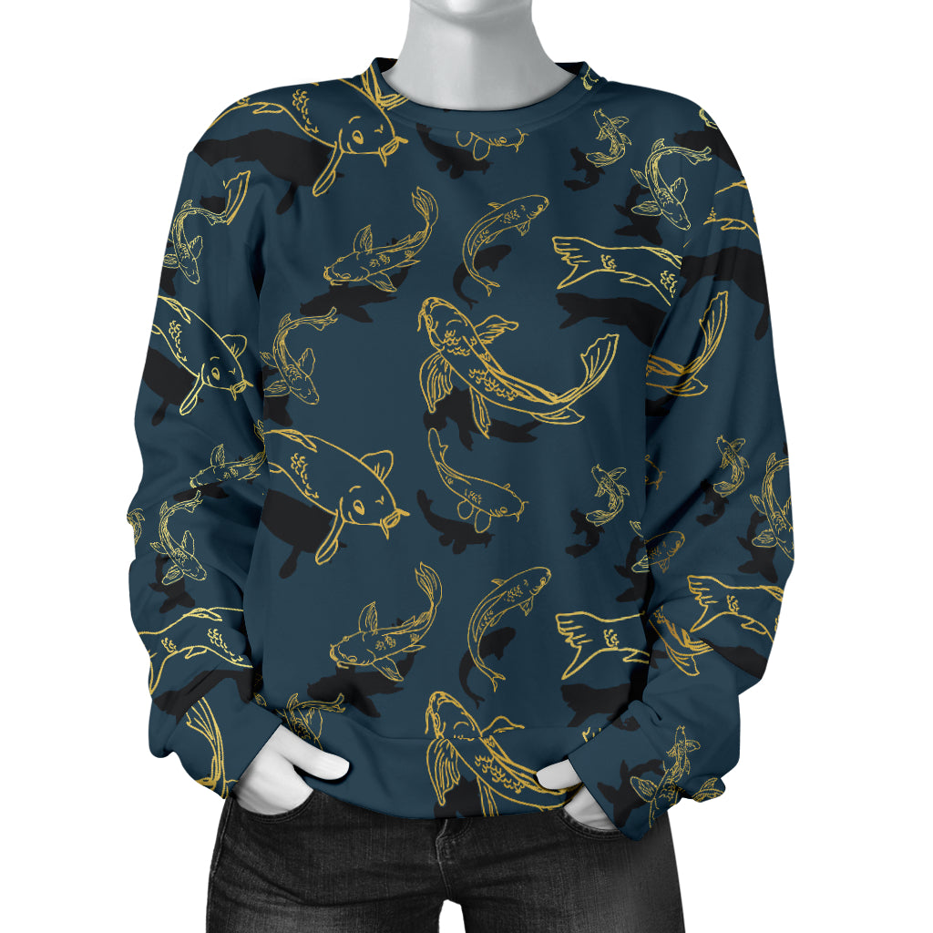 Koi Carp Gold Design Themed Print Women Long Sleeve Sweatshirt