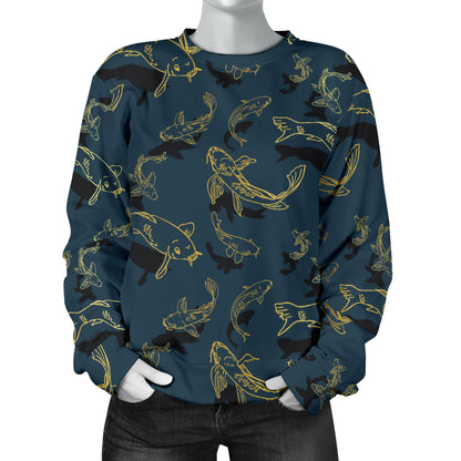 Koi Carp Gold Design Themed Print Women Long Sleeve Sweatshirt