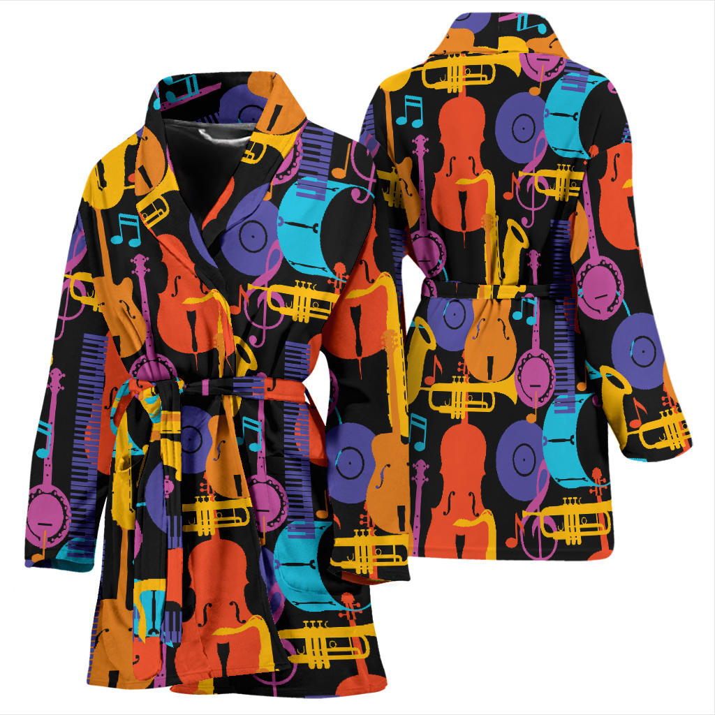 Jazz Pattern Print Design 03 Women Bathrobe