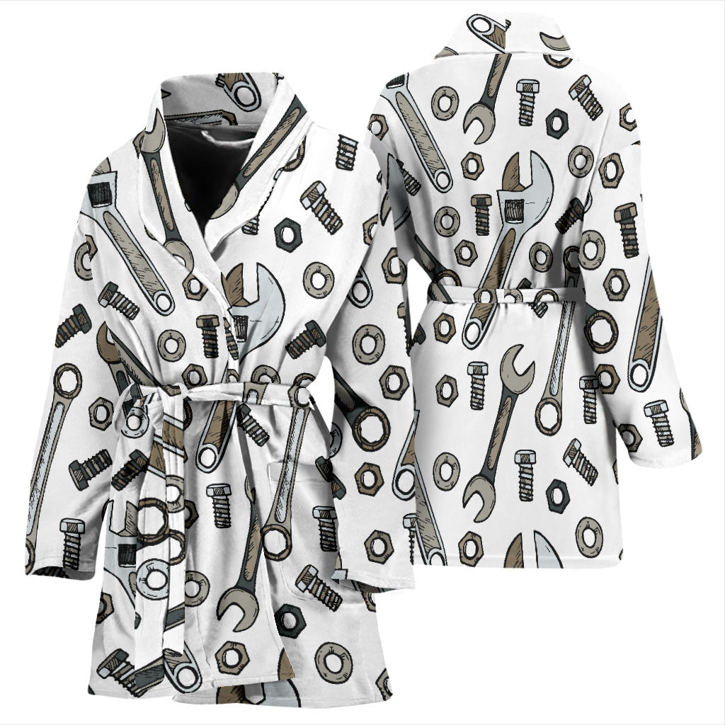 Mechanic Pattern Print Design 03 Women Bathrobe