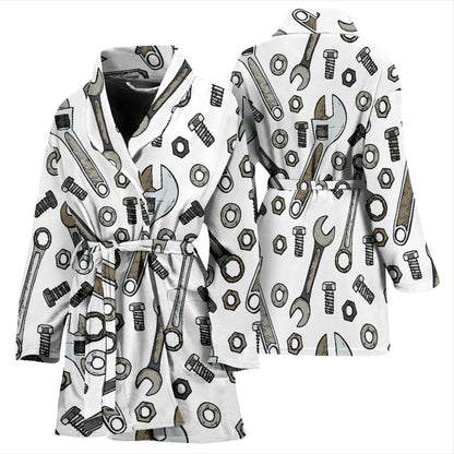Mechanic Pattern Print Design 03 Women Bathrobe